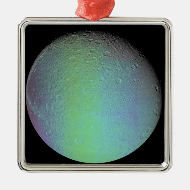 False colour view of Saturn's moon Dione Metal Ornament (Front)