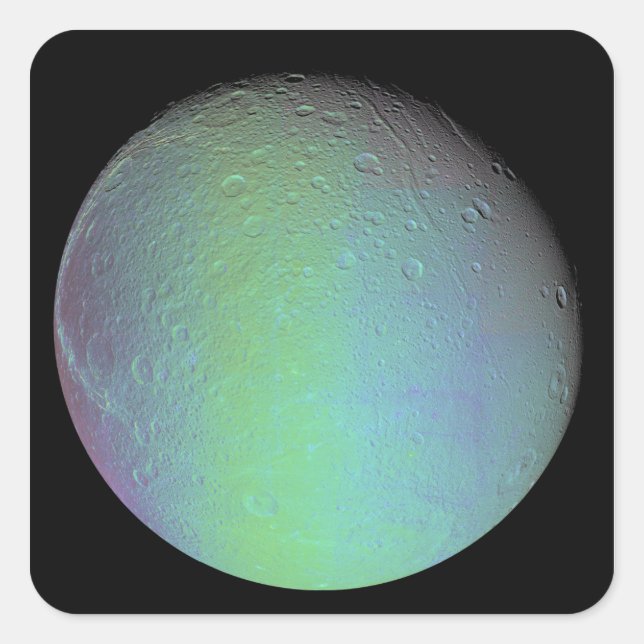 False colour view of Saturn's moon Dione Square Sticker (Front)