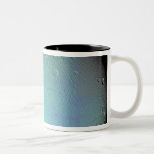 False colour view of Saturn's moon Dione Two-Tone Coffee Mug