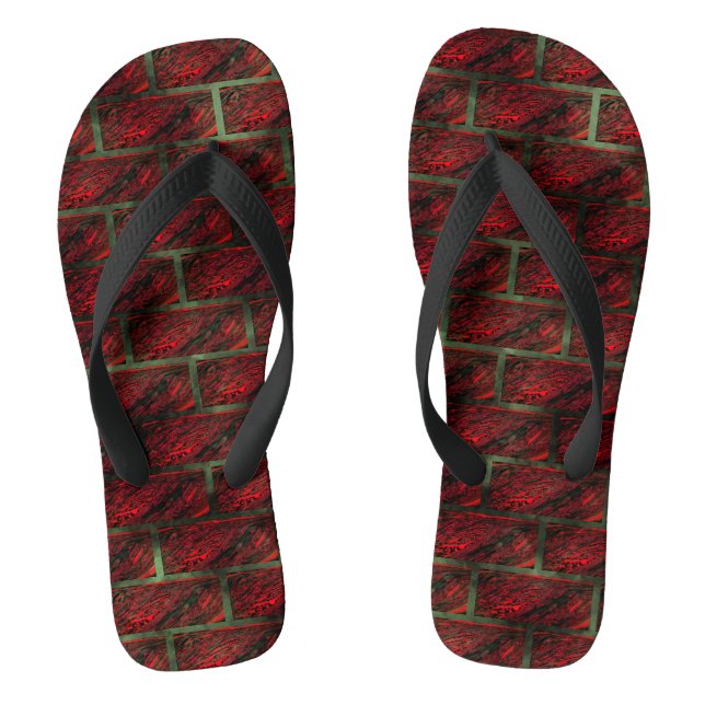 False exposed brick wall or tiles simulating it? flip flops (Footbed)