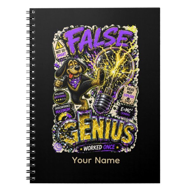 False Genius Personalized Funny Sarcastic Notebook (Front)
