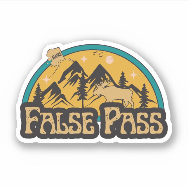 False Pass, Alaska Sticker (Front)