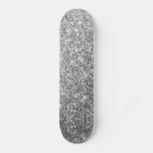 False Silver Glitter Sparkle Shine Skateboard