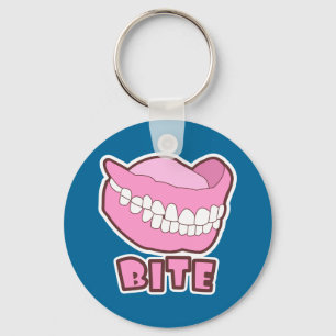 False Teeth Dentures Bite Keychain