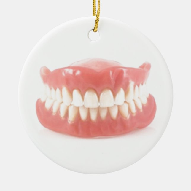 "FALSE TEETH" OVER THE HILL ORNAMENT AND GIFT (Front)