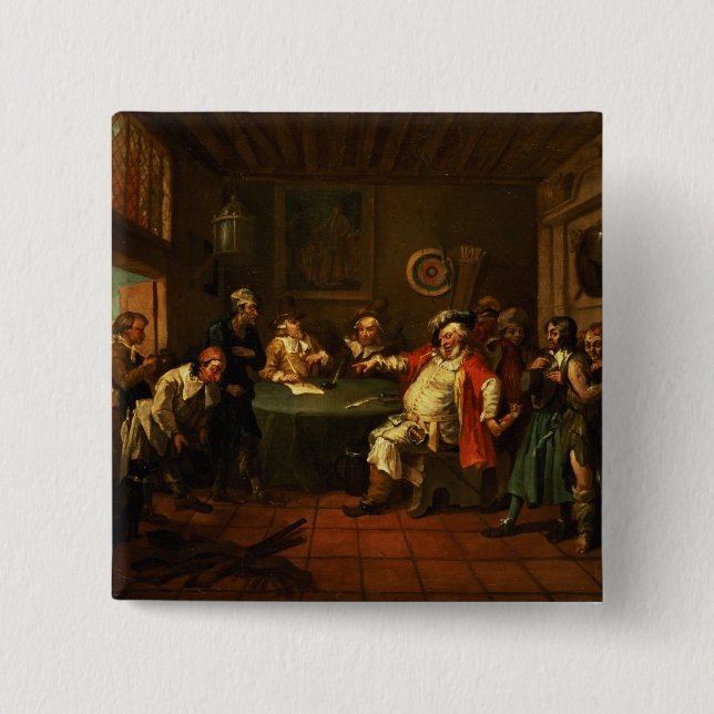 Falstaff Examining his Recruits from Henry IV 2 Inch Square Button (Front)