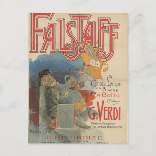 Falstaff opera poster (Paris première 1894) Postcard
