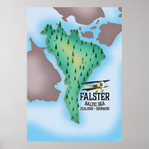 Falster Island Denmark travel poster. Poster