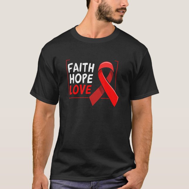 Falth Hope World AIDS Day Awareness Daisy Flower R T-Shirt (Front)