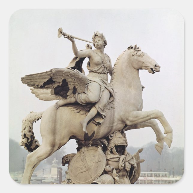 Fame Riding Pegasus  1699-1702 Square Sticker (Front)