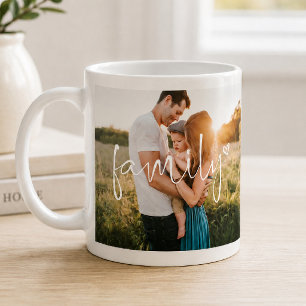 Famiily 2-Photo Modern Calligraphy Heart Mug