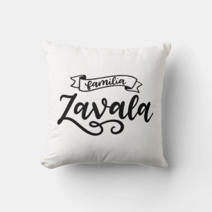 Familia Zavala, hand lettered Throw Pillow