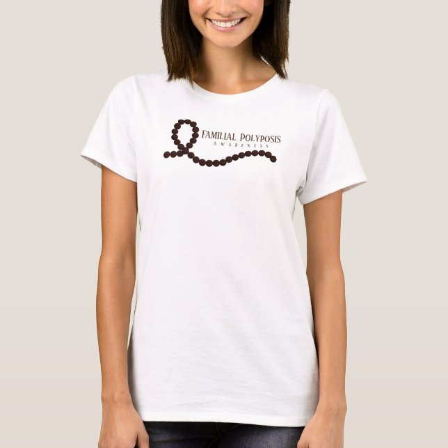Familial Polyposis Awareness Brown Ribbon Beads T-Shirt (Front)