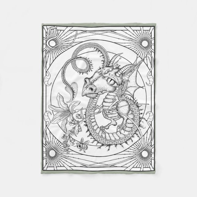 Familiar Dragon: DIY Colouring by Sonja A.S. Fleece Blanket (Front)