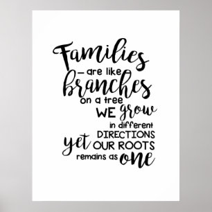 Families ar Like Branches on a Tree we Grow Poster