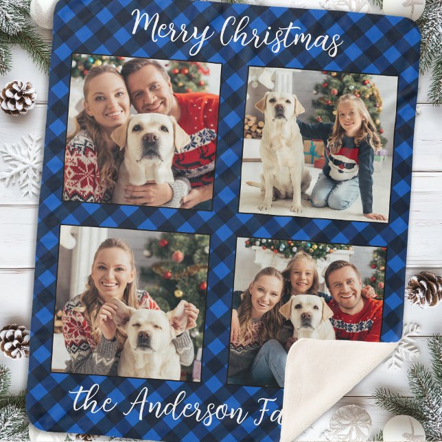 Famille 4 images personnalisées Noël Plaid (Créateur téléchargé)