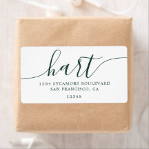 Famille Adresse Écriture Élégante Vert Foncé