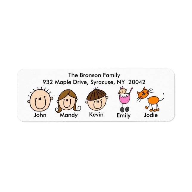 Famille Avec Étiquettes de adresse Chat (Devant)