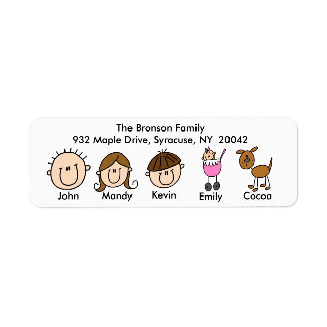 Famille Avec Étiquettes de adresse Chiens (Devant)