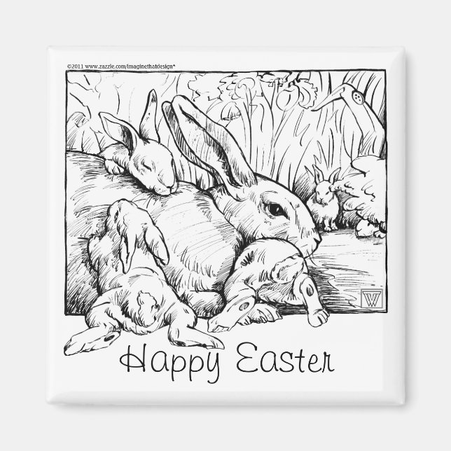 Famille Bunny Joyeux Aimant de Pâques (Devant)