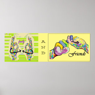Famille d'ASL et affiche d'amis