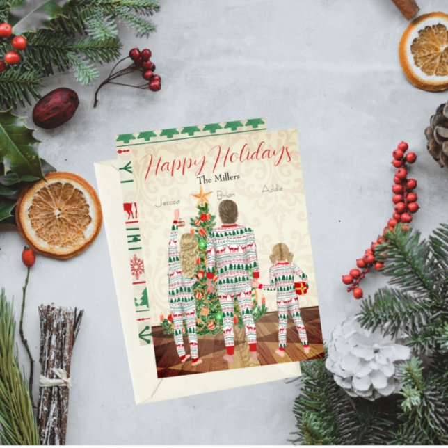 Famille de 3 - Carte de vacances à plat (Créateur téléchargé)