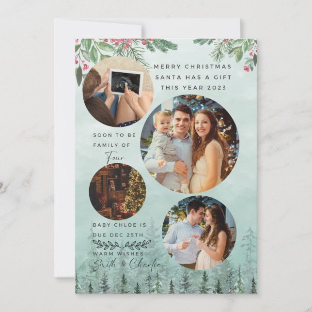 Famille de 4 faire-part de grossesse aquarelle (Devant)