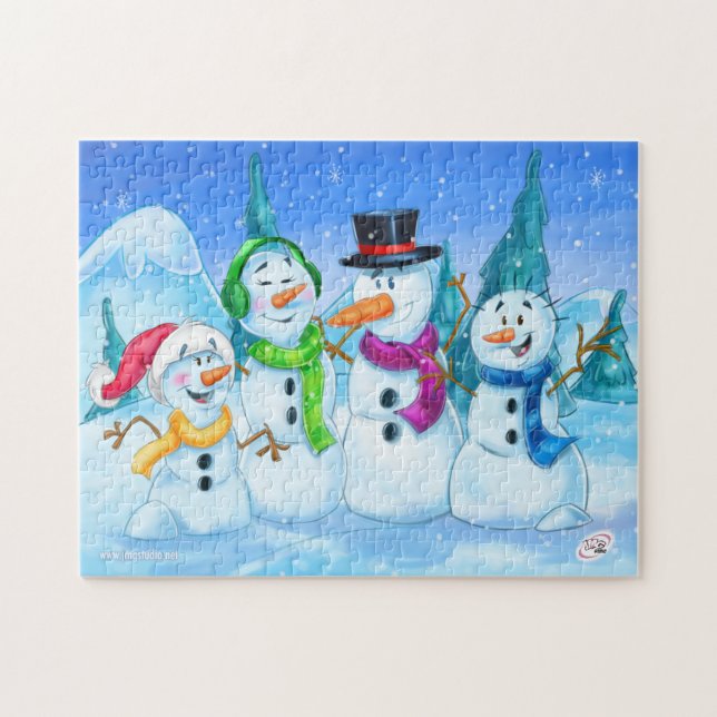 Famille de bonhommes de neige de puzzle (Horizontal)