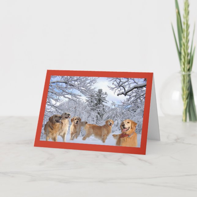 Famille de cartes de Noël Golden Retriever (Devant)