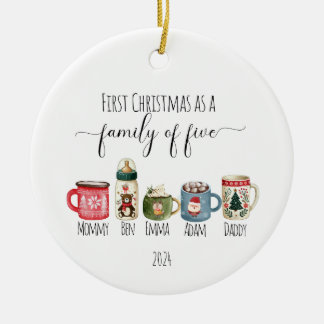 Famille de cinq ornement en céramique de Noël