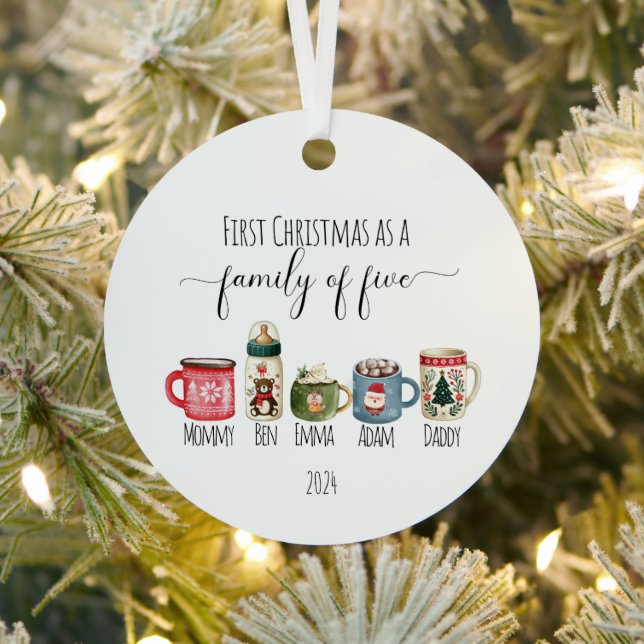Famille de cinq ornement métallique de Noël (Insitu)