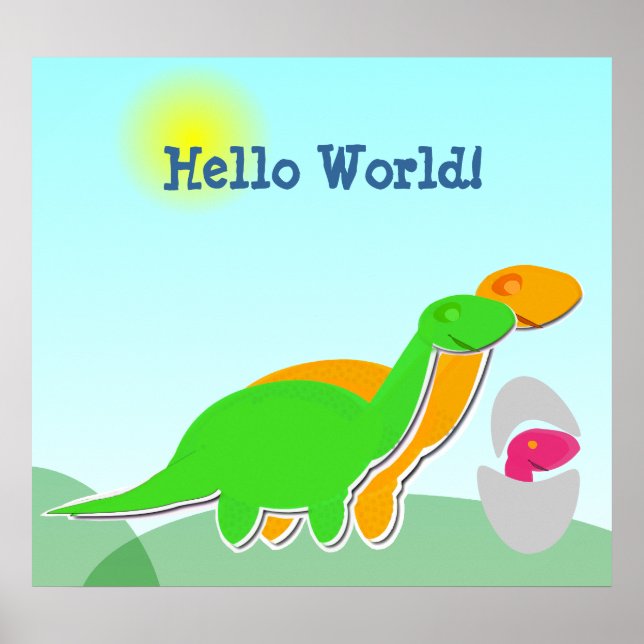 Famille de dinosaures mignons Poster de petit oeuf (Devant)