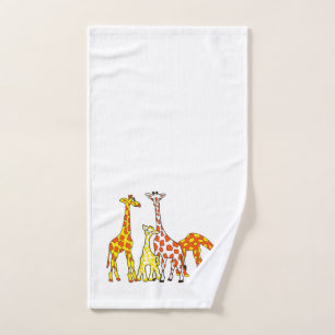 Famille de girafe dans HandTowel orange et jaune