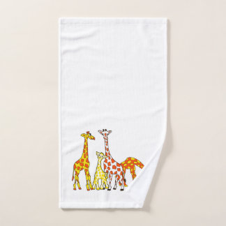 Famille de girafe dans HandTowel orange et jaune