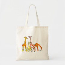 Famille de girafe dans le sac fourre-tout orange