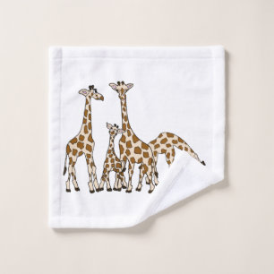 Famille de girafe en brun et tissu beige de lavage