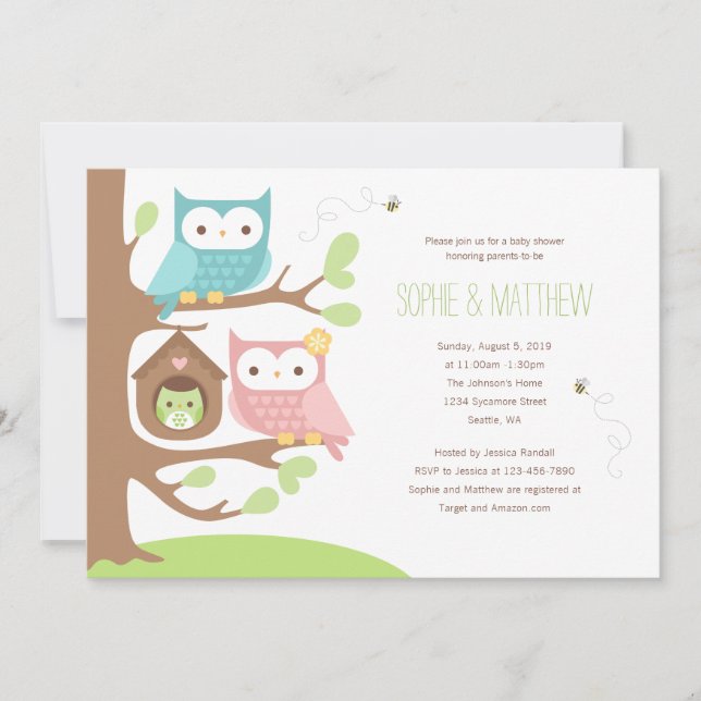 Famille de hibl sur une invitation de Baby shower  (Devant)
