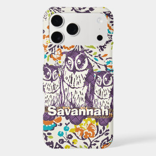 Famille de hibou géométrique stylisée violet