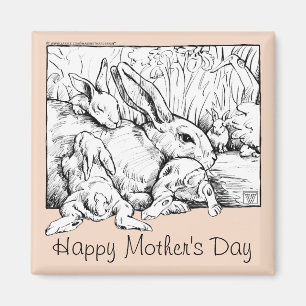 Famille de lapin Joyeux Magnet de la Fête des Mère