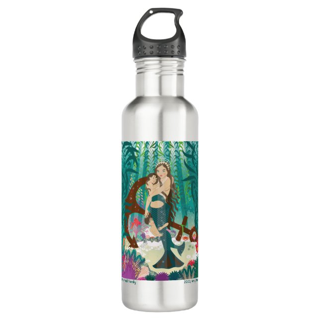 Famille de sirènes (brunes) Bouteille d'eau (Devant)