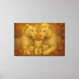 Famille de Tigre Blanc – Toile d'Art Fin Ultra Pre
