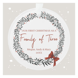 Famille de trois ornement de Noël personnalisé