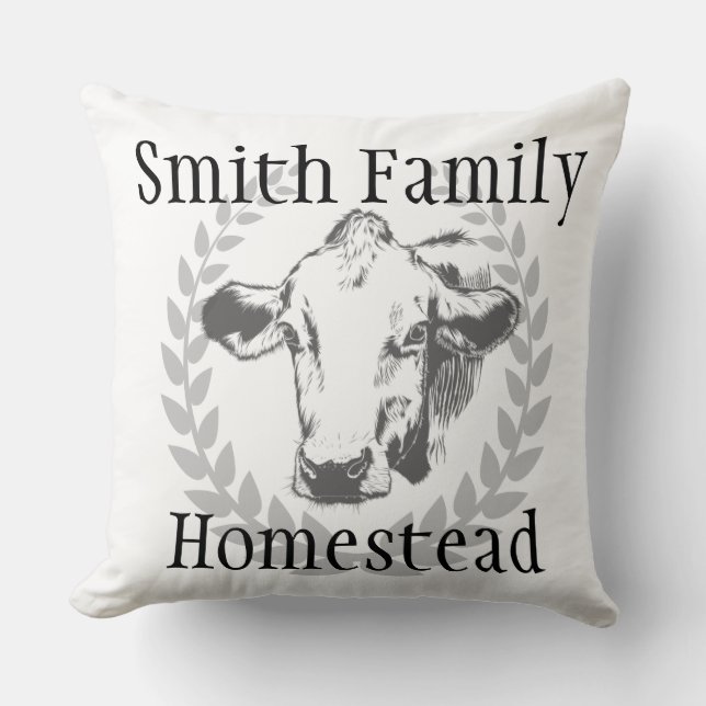 Famille de vache personnalisée Homestead oreiller  (Recto)