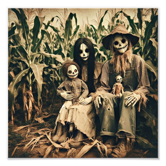 Famille déplaisant Scarecrow dans champ photo d'ho (Devant)
