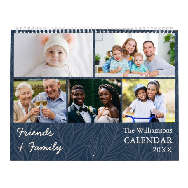 Famille et amis Blue Multi Photo Calendrier (Protection)