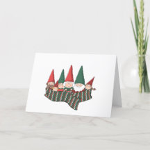 Famille gnomes de Noël Carte de vacances pliée