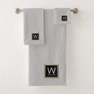 Famille Monogramme Couple Noms Ensemble de serviet