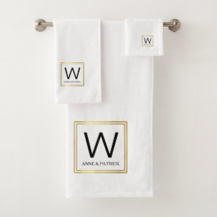 Famille Monogramme Couple Noms Ensemble de serviet