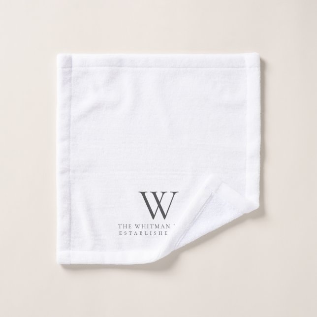 Famille Monogramme Moderne Charbon blanc (Gant de toilette)