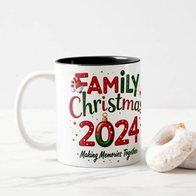 Famille Noël 2024 Mug Faire des souvenirs (Avec donut)
